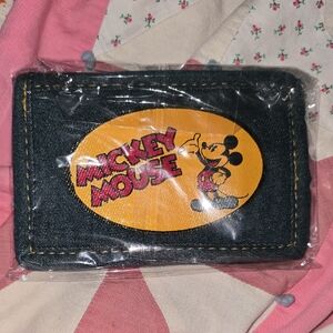 Disney Mickey Mouse Denim Card Wallet in Black and Yellow